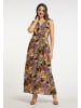 faina Damen Maxikleid Mit Allover-Print in Orange Mehrfarbig
