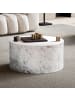 KADIMA DESIGN Couchtisch MONOBLOC 60x60x30 cm Hochglanz mit Marmor Optik in Weiß