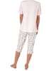 NORMANN Capri Pyjama Schlafanzug kurzarm Caprihose Karomuster - 44602 in rosa