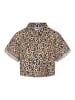 Noisy may Cropped Top Bluse mit Leo Print und Kent Kragen in Braun