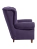 58 aufm Kessel HOCHLEHNSESSEL Katrin Bezug Veloursstoff Buche nussbaum dunkel / violett