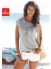 Beach Time T-Shirt in mint-meliert, grau-meliert