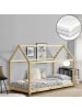 en.casa Kinderbett Netstal mit Matratze in Beige (L)160cm (B)80cm