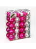 JACK 50x Kunststoff Eislack Christbaumkugeln 4 + 6 cm Kugeln in Pink / Silber