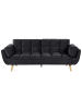 Beliani Schlafsofa ASBY in Schwarz/Heller Holzfarbton - (W) 218 x (H) 82 x (L) 83 cm
