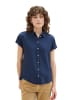 Tom Tailor Lockere Bluse Solid Kurzarm Kentkragen Hemd in Dunkelblau