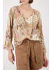 monari Bluse mit Paisleymuster und Trompetenärmeln in Mocca Gemustert