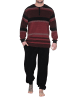 NORMANN Langarm Schlafanzug Frottee Stretch Pyjama Bündchen in rot