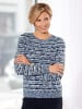 Sieh an! Langarm-Pullover in marine-ecru-gemustert