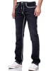 Rusty Neal Jeans Hose "LEVIN" in Black Used mit Weißer Kontrastnaht in Schwarz