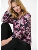 GOLDNER Jerseybluse Elegantes Blusenshirt mit V-Ausschnitt in beere / gemustert