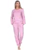 NORMANN Fleece Schlafanzug langarm Bündchen chilige optik in pink