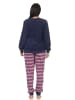 NORMANN Frottee Pyjama Bündchen Hose gestreift Oberteil Herz - 50143 in marine
