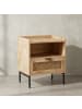 KADIMA DESIGN Nachtkonsole Massivholz / Rattan 50x60x40 cm Nachttisch Braun