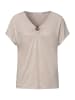 Street One Silk-Look Shirt mit V-Neck und Deko-Detail in Clay Sand