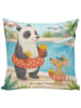 Mr. & Mrs. Panda Kissen 40x40 Panda Schwimmbad Pommes Design ohn... in Weiß