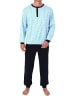 NORMANN Langarm Schlafanzug Pyjama Bündchen Alloverprint 126 101 90 514 in hellblau
