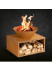 Landmann Feuerschale mit Holzlager 60x50x54cm braun Braun