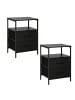 relaxdays 2 x Nachttisch in Schwarz - (B)38 x (H)61 x (T)28 cm