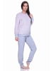 NORMANN Frottee Pyjama langarm Bündchen Streifen - 71522 in Grau