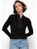 SASSYCLASSY Langarm Shirt mit breiter Knopfleiste in Schwarz