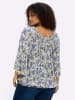 sheego by Joe Browns 3/4-Arm-Bluse in champagner-royalblau-gemustert