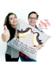 Mr. & Mrs. Panda Kissen Pinguin Liebe mit Spruch in Grau Pastell