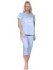 NORMANN Schlafanzug Caprihose kurzarm Karo-Optik 126 10 800 in blau