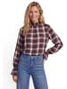 Zero  Karo-Bluse mit Stehkragen in Brown/Beige