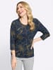 Sieh an! 3/4-Arm-Shirt in dunkelblau-goldfarben-bedruckt