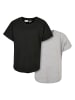 Urban Classics Urban Classics Herren Boys Long Shaped Turnup Tee 2-Pack in grey+black