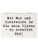 Mr. & Mrs. Panda Aufbewahrungsbox Spruch Erster Schultag Mut und... in Weiß