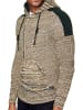 Rusty Neal 1/2 Zip Grobstrick Kontrast Kapuzen-Pullover in Camel