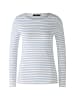 Oui Langarmshirt SUMIKO elastische Cotton-Modalmischung in white blue