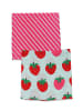 Toby Tiger Mulltücher im Doppelpack mit Erdbeer Print in rot