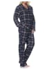 NORMANN Flanell Schlafanzug langarm Pyjama Kariert in navy