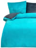 COFI 1453 Moderne Plüschbettwäsche mit Reißverschluss - einfarbig & wendbar in Blau