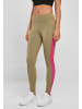 Urban Classics Urban Classics Damen Ladies Color Block Leggings in khaki/brightviolet