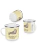 Mr. & Mrs. Panda Camping Emaille Tasse Robbe Lachen mit Spruch in Gelb Pastell