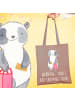 Mr. & Mrs. Panda Tote Bag Tante Shopping mit Spruch in Braun Pastell