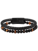 Adeliás Unisex Armband – Lederarmband aus Leder mit Perle 23 cm in schwarz