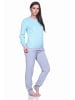 NORMANN Frottee Pyjama langarm Bündchen Streifen - 71466 in mint