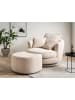 Furn.Design Drehsessel wollweiß Web-Velours, XL Sessel 360° drehbar inklusive 3 x Kissen