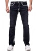 Rusty Neal Jeans Hose "LEVIN" in Black Used mit Weißer Kontrastnaht in Schwarz