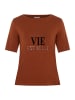 More & More softes Kurzarmshirt, Wording in cinnamon