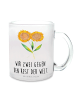 Mr. & Mrs. Panda Glas Blume Sonnenblume mit Spruch in Transparent