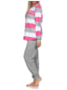 NORMANN Schlafanzug langarm Bündchen Blockstreifen in pink