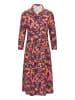 GOLDNER Kurzgröße:  Fließendes Viskosekleid mit Knopfleiste in rot / gemustert