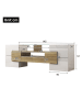 ABRIHOME Weiß-Holzfarbe LED-TV-Schrank – Hochglanz mit eleganter Glasfront