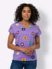Sieh an! Kurzarmshirt in lavendel-weiß-bedruckt